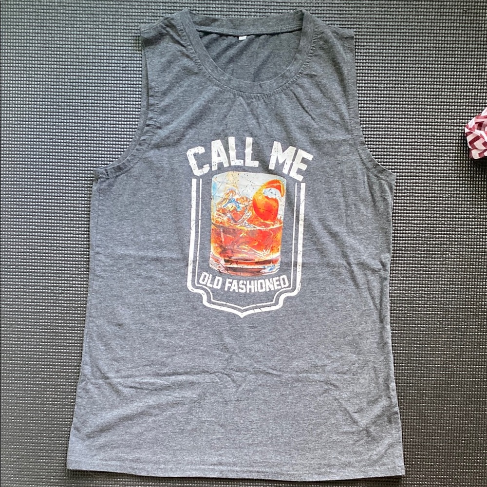 Gray Sleeveless Graphic Tee